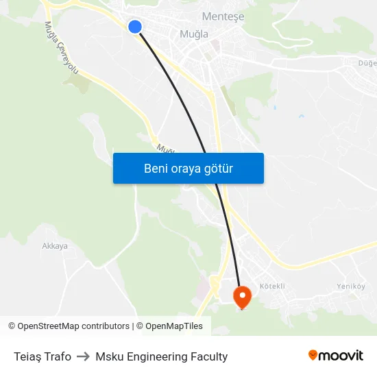 Teiaş Trafo to Msku Engineering Faculty map