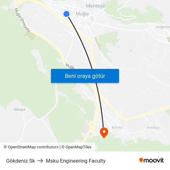 Gökdeniz Sk to Msku Engineering Faculty map