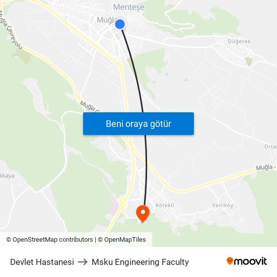 Devlet Hastanesi to Msku Engineering Faculty map