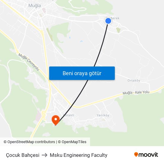 Çocuk Bahçesi to Msku Engineering Faculty map