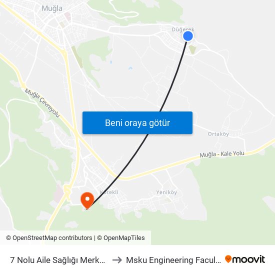 7 Nolu Aile Sağlığı Merkezi to Msku Engineering Faculty map