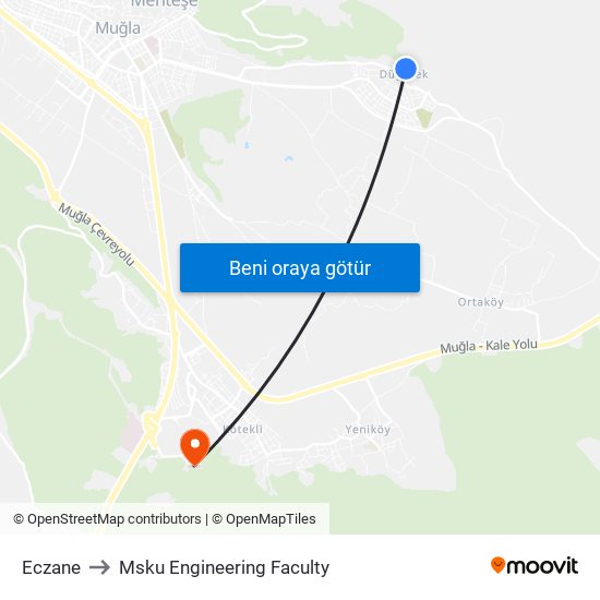 Eczane to Msku Engineering Faculty map