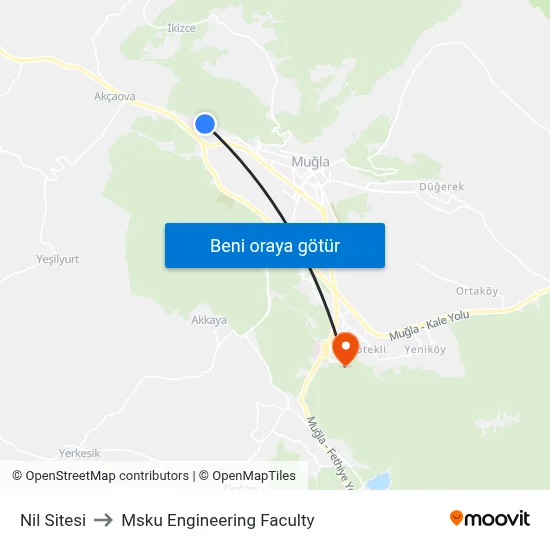 Nil Sitesi to Msku Engineering Faculty map