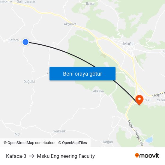 Kafaca-3 to Msku Engineering Faculty map