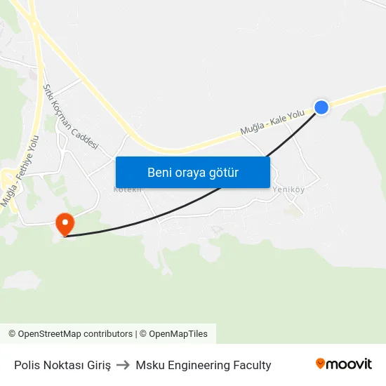 Polis Noktası Giriş to Msku Engineering Faculty map