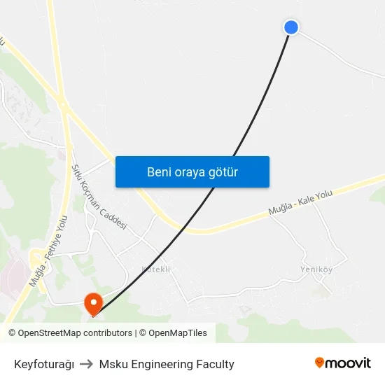 Keyfoturağı to Msku Engineering Faculty map