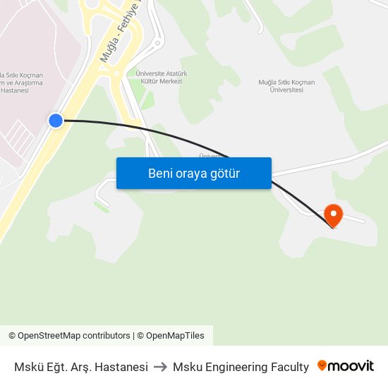 Mskü Eğt. Arş. Hastanesi to Msku Engineering Faculty map
