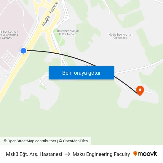 Mskü Eğt. Arş. Hastanesi to Msku Engineering Faculty map