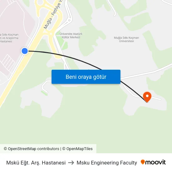 Mskü Eğt. Arş. Hastanesi to Msku Engineering Faculty map