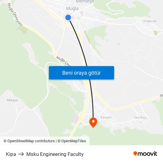 Kipa to Msku Engineering Faculty map