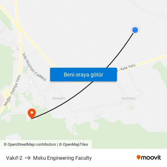Vakıf-2 to Msku Engineering Faculty map