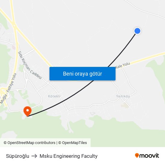 Süpüroğlu to Msku Engineering Faculty map