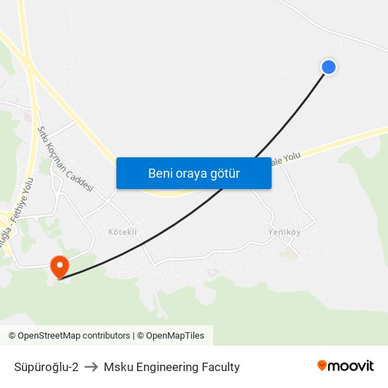 Süpüroğlu-2 to Msku Engineering Faculty map