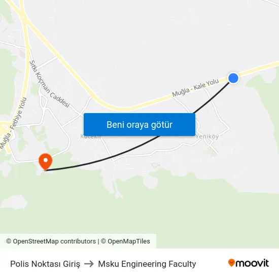 Polis Noktası Giriş to Msku Engineering Faculty map