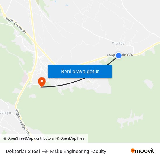 Doktorlar Sitesi to Msku Engineering Faculty map