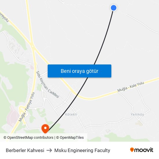Berberler Kahvesi to Msku Engineering Faculty map