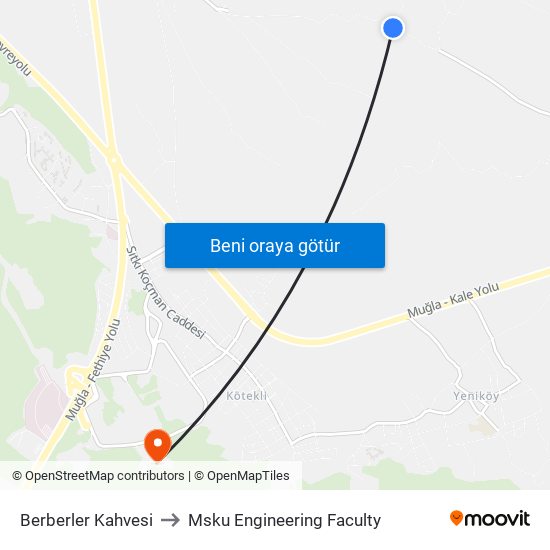 Berberler Kahvesi to Msku Engineering Faculty map
