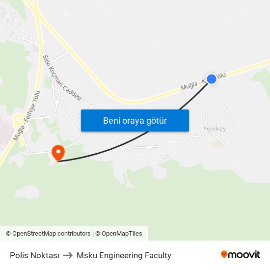 Polis Noktası to Msku Engineering Faculty map