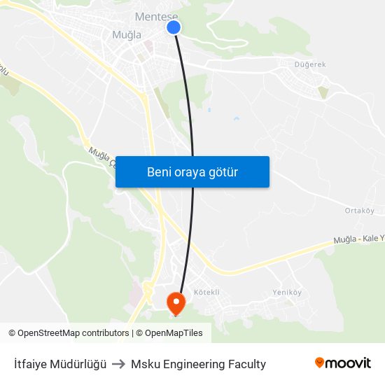 İtfaiye Müdürlüğü to Msku Engineering Faculty map