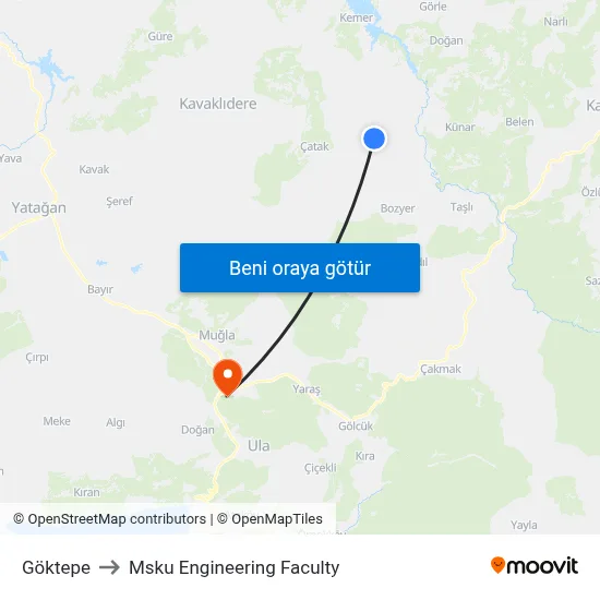 Göktepe to Msku Engineering Faculty map