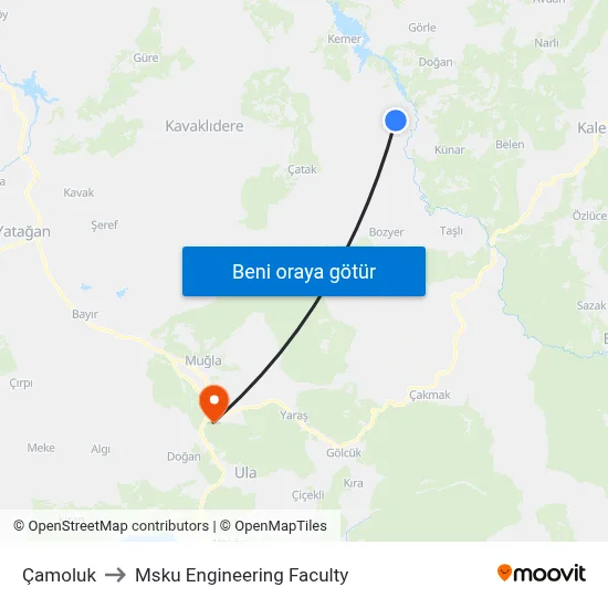 Çamoluk to Msku Engineering Faculty map