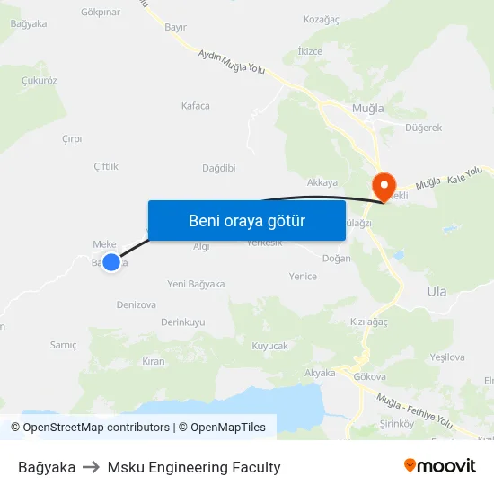 Bağyaka to Msku Engineering Faculty map