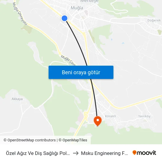 Özel Ağız Ve Diş Sağlığı Polikliniği to Msku Engineering Faculty map
