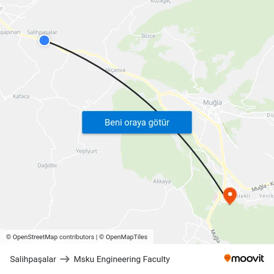 Salihpaşalar to Msku Engineering Faculty map