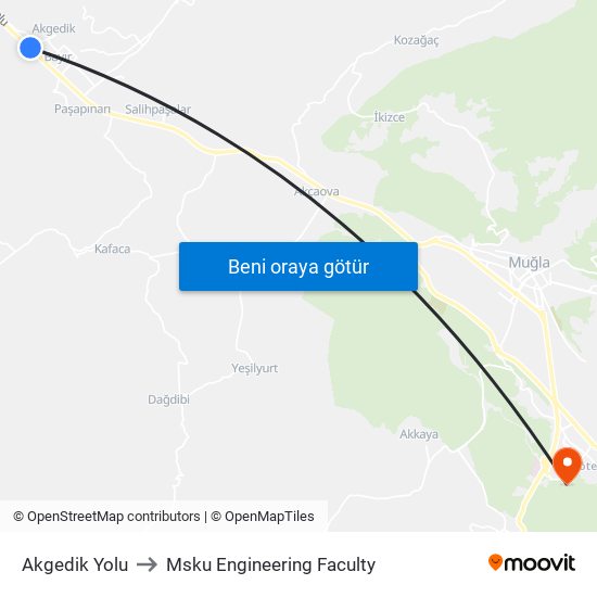 Akgedik Yolu to Msku Engineering Faculty map