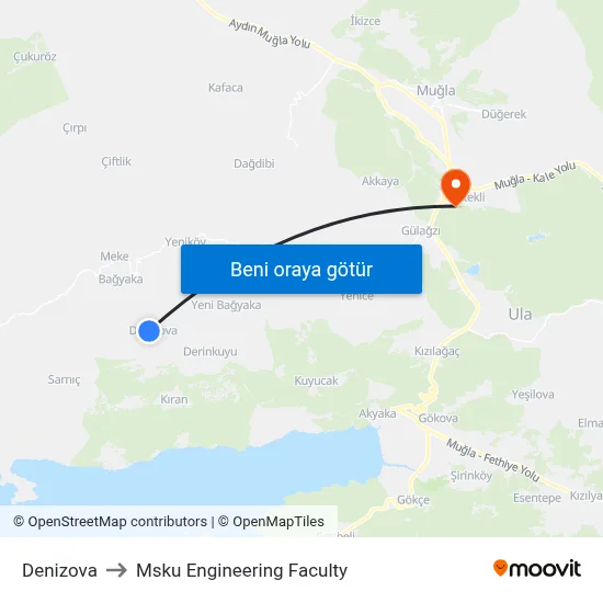 Denizova to Msku Engineering Faculty map