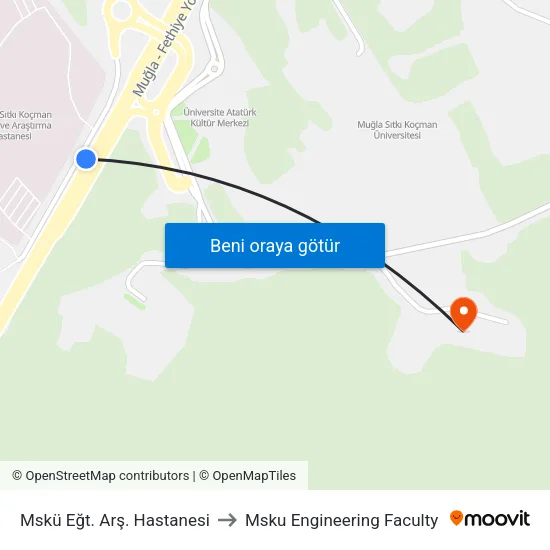 Mskü Eğt. Arş. Hastanesi to Msku Engineering Faculty map