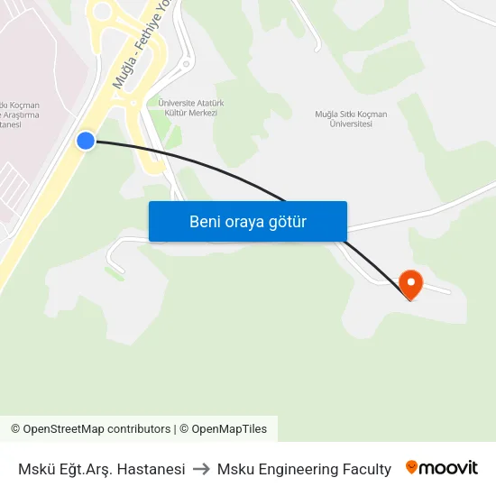 Mskü Eğt.Arş. Hastanesi to Msku Engineering Faculty map