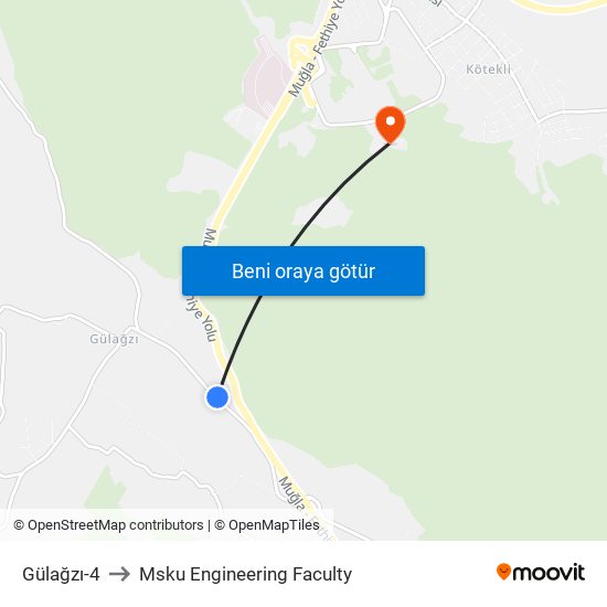 Gülağzı-4 to Msku Engineering Faculty map