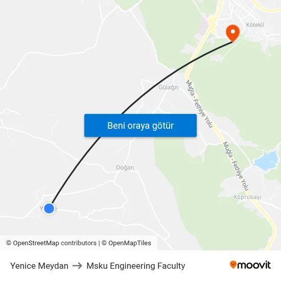 Yenice Meydan to Msku Engineering Faculty map