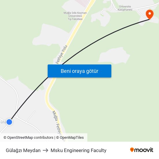 Gülağzı Meydan to Msku Engineering Faculty map