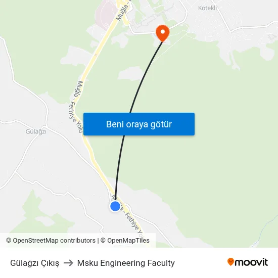 Gülağzı Çıkış to Msku Engineering Faculty map