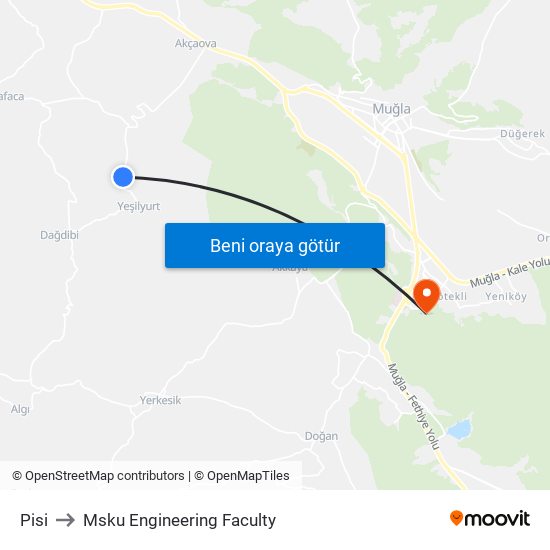 Pisi to Msku Engineering Faculty map