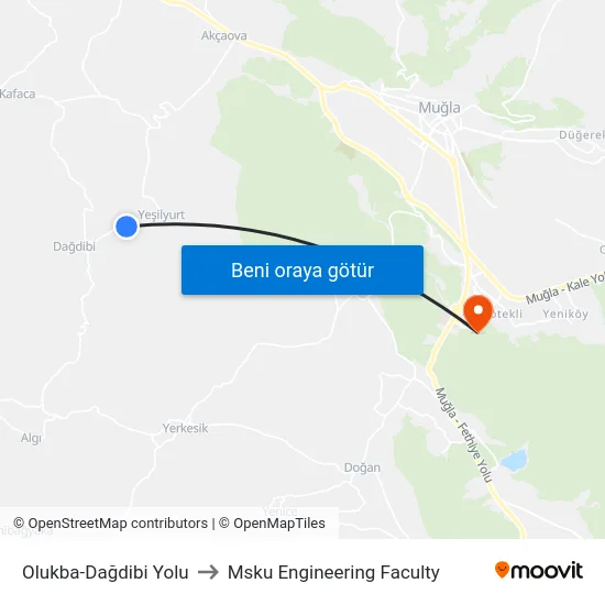 Olukba-Dağdibi Yolu to Msku Engineering Faculty map