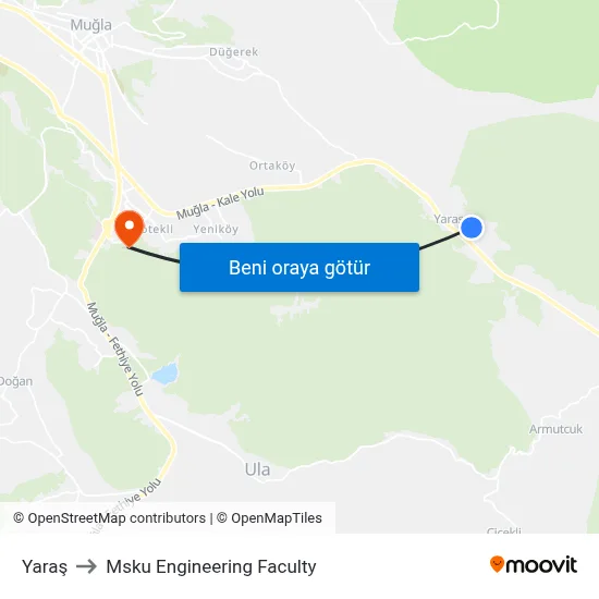 Yaraş to Msku Engineering Faculty map