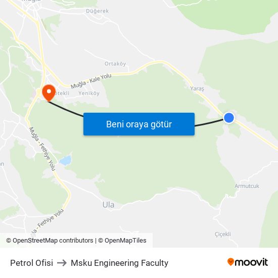 Petrol Ofisi to Msku Engineering Faculty map