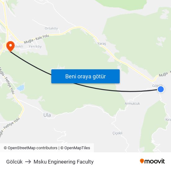 Gölcük to Msku Engineering Faculty map