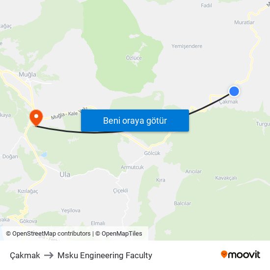 Çakmak to Msku Engineering Faculty map