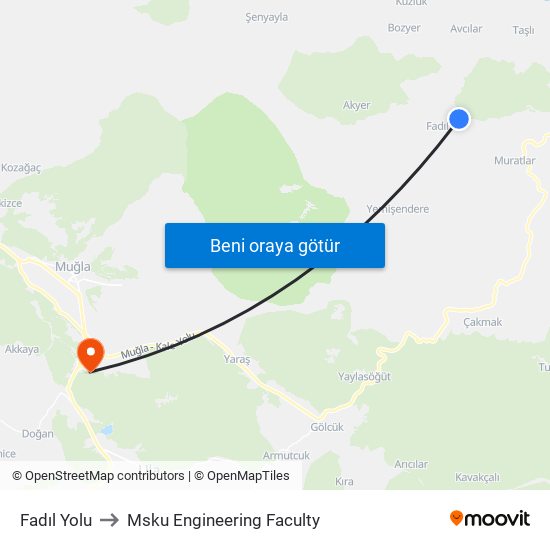 Fadıl Yolu to Msku Engineering Faculty map