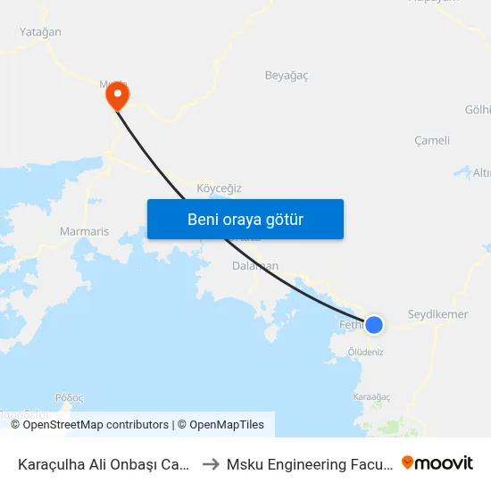 Karaçulha Ali Onbaşı Camii to Msku Engineering Faculty map