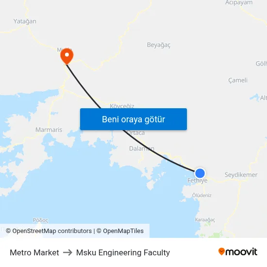 Metro Market to Msku Engineering Faculty map