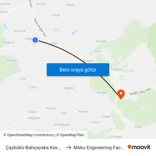 Çaybükü-Bahçeyaka Kavşağı to Msku Engineering Faculty map