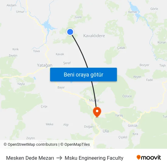 Mesken Dede Mezarı to Msku Engineering Faculty map