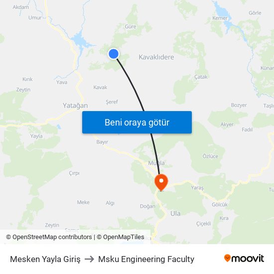 Mesken Yayla Giriş to Msku Engineering Faculty map