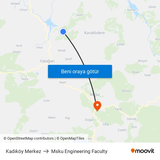Kadıköy Merkez to Msku Engineering Faculty map