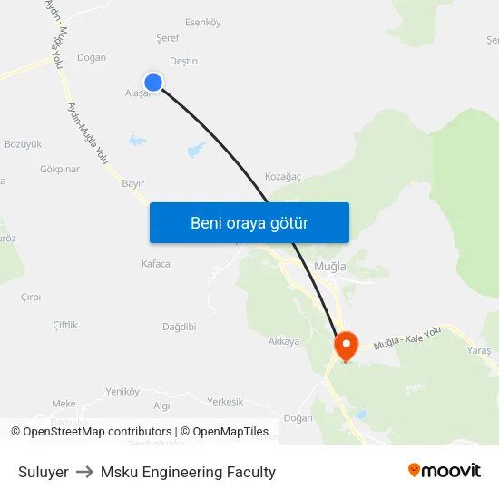 Suluyer to Msku Engineering Faculty map
